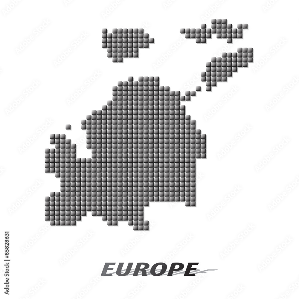 vector europe map cube pixel design