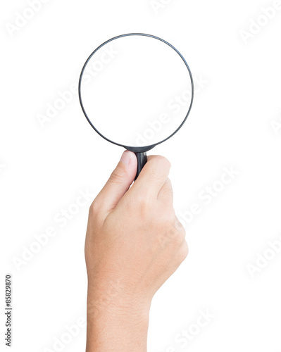 hand hold magnifier isolated clipping path inside