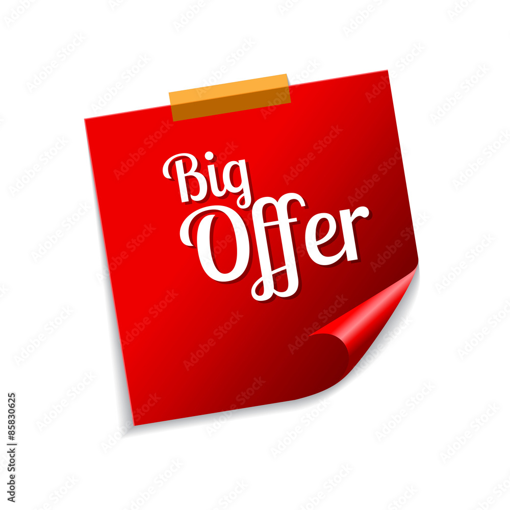 Big Offer Red Sticky Notes Vector Icon Design Big Offer Red Sticky Notes Vector Icon Design