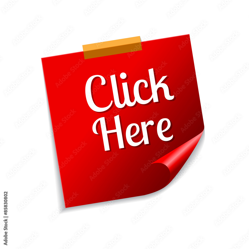 Click Here Red Sticky Notes Vector Icon Design Click Here Red Sticky Notes Vector Icon Design