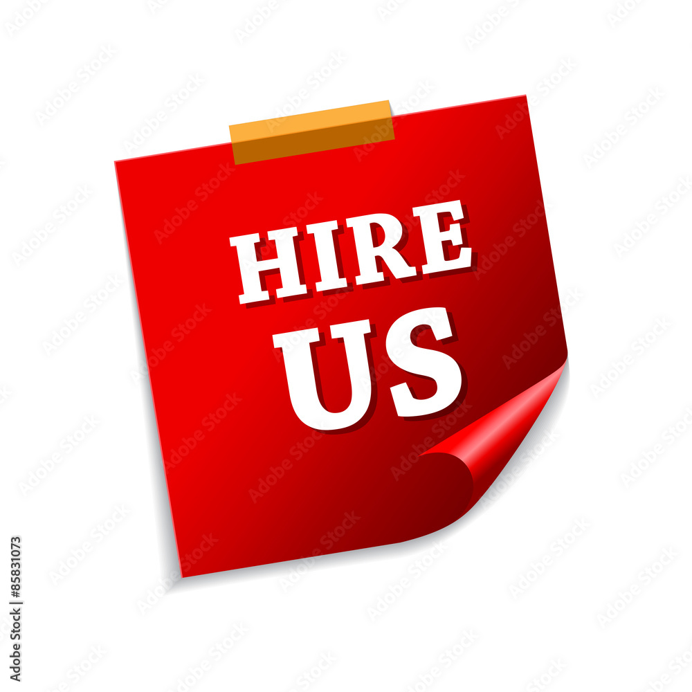 Hire Us Red Sticky Notes Vector Icon Design Hire Us Red Sticky Notes Vector Icon Design