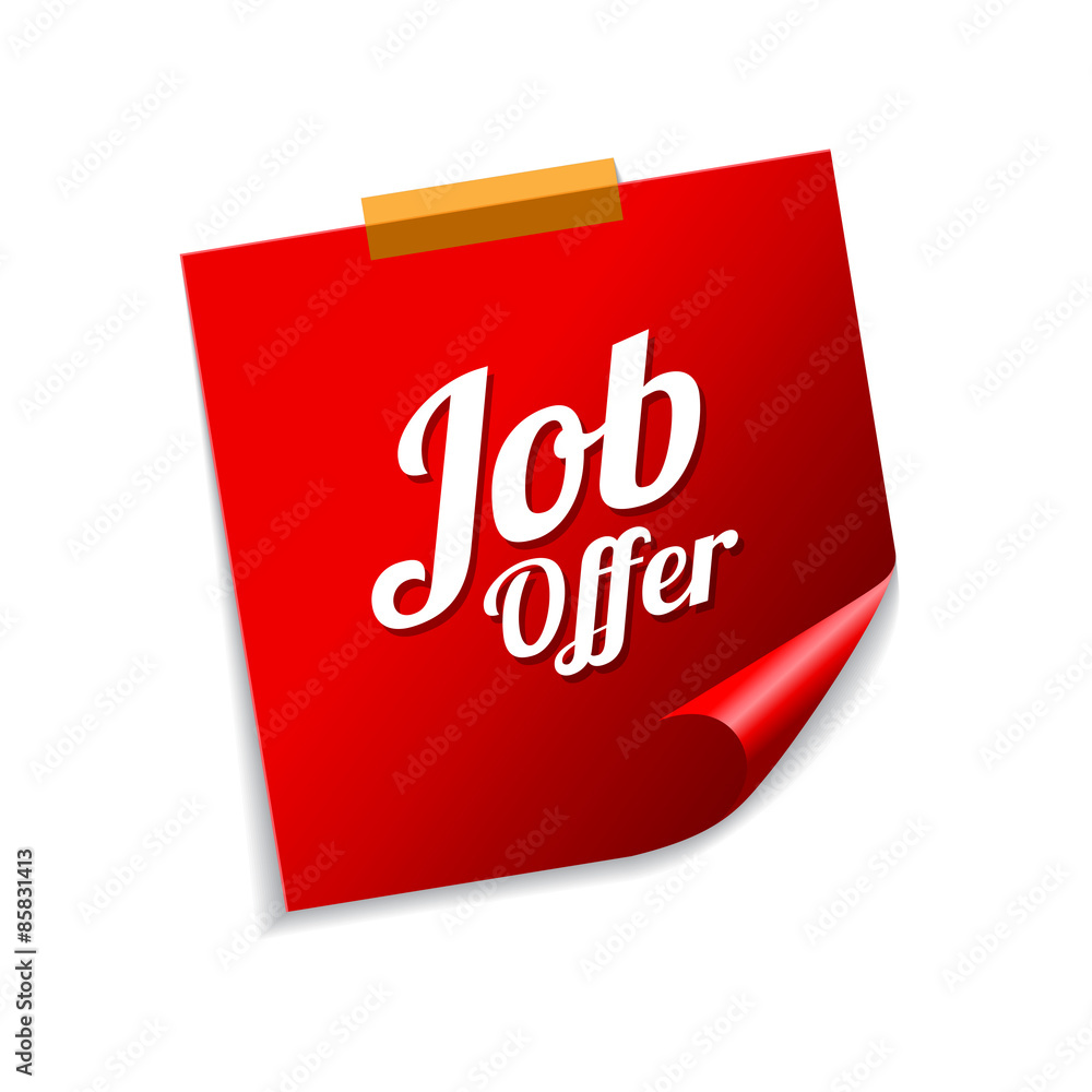 Job Offer Red Sticky Notes Vector Icon Design Job Offer Red Sticky Notes Vector Icon Design