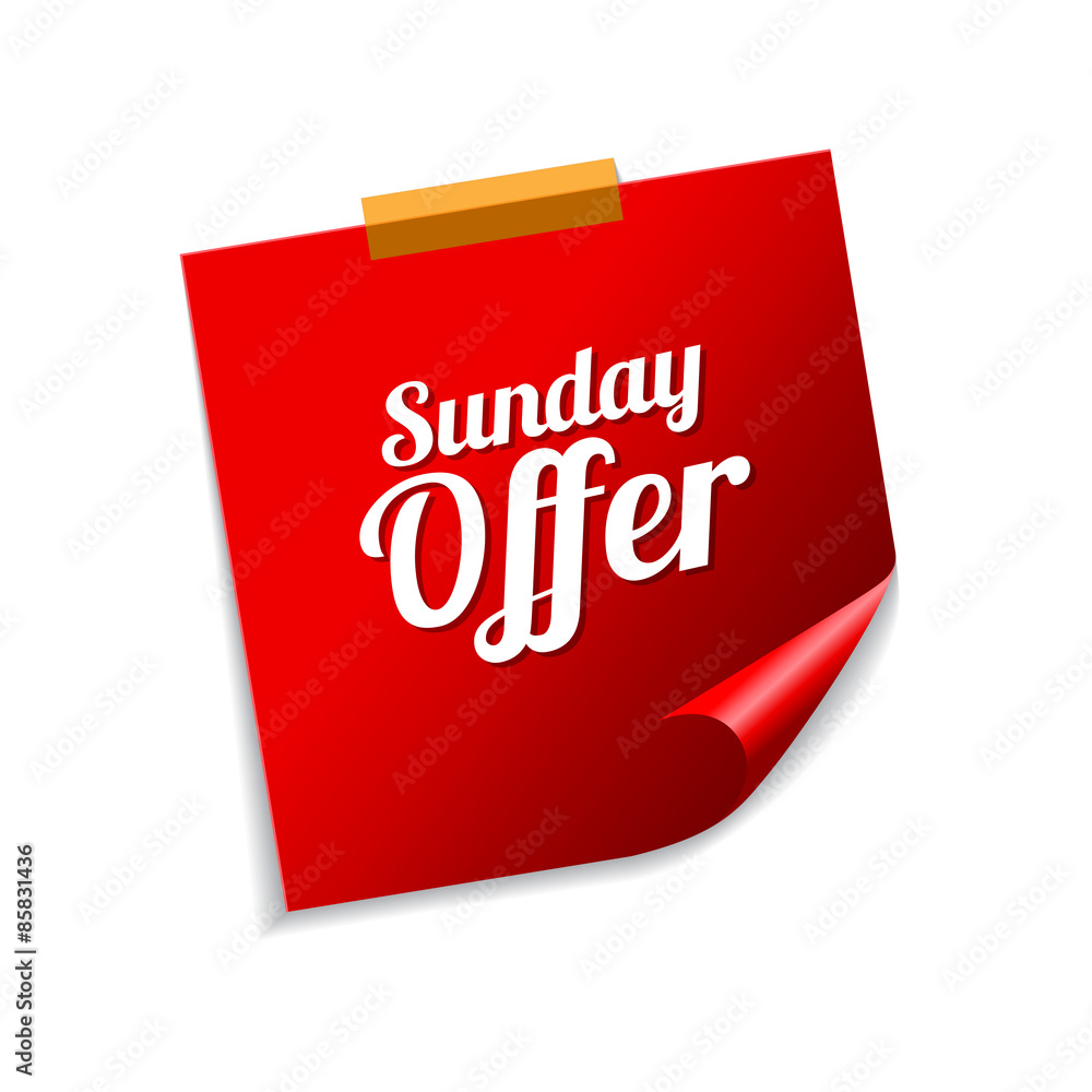 Sunday Offer Red Sticky Notes Vector Icon Design Sunday Offer Red Sticky Notes Vector Icon Design