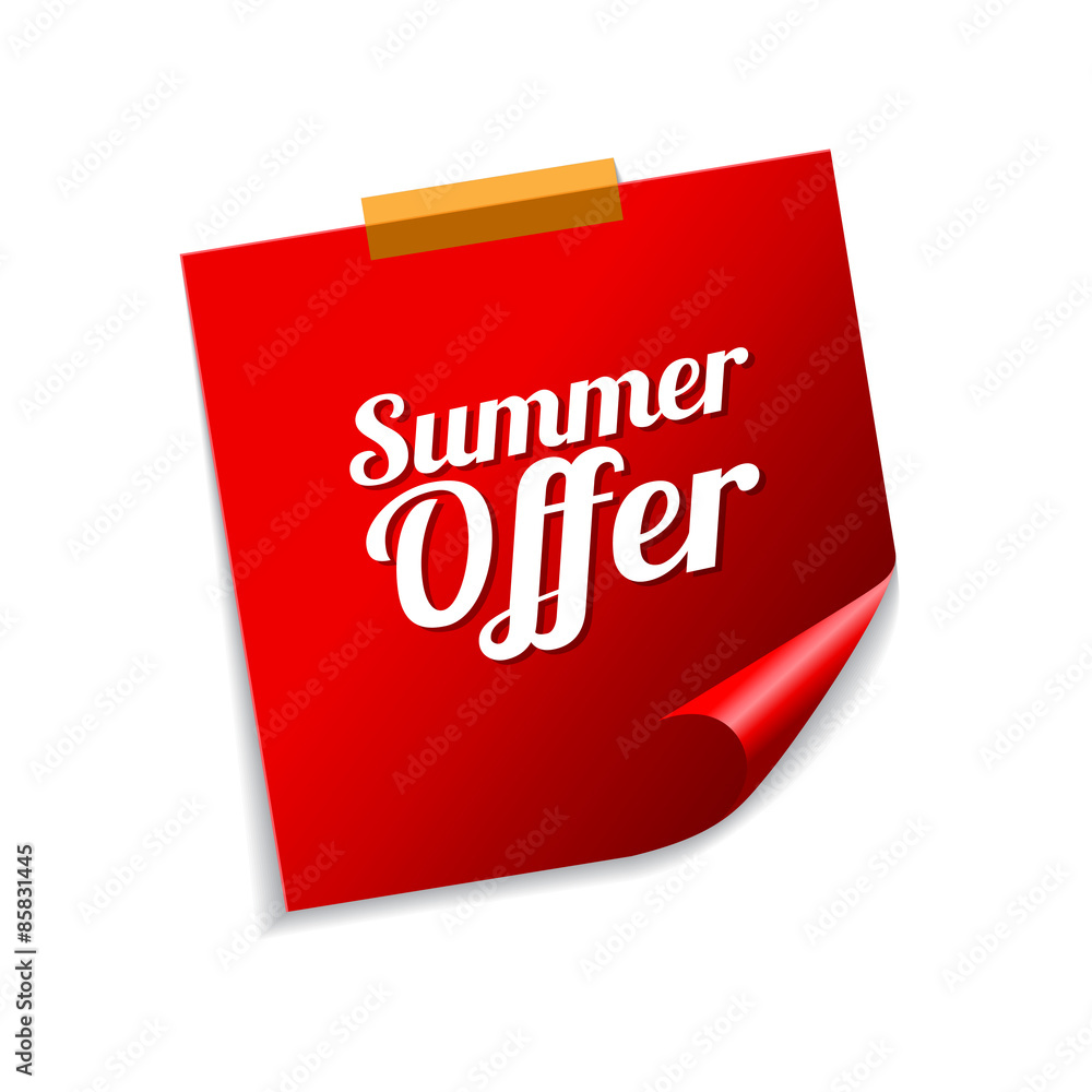 Summer Offers Red Sticky Notes Vector Icon Design Summer Offers Red Sticky Notes Vector Icon Design