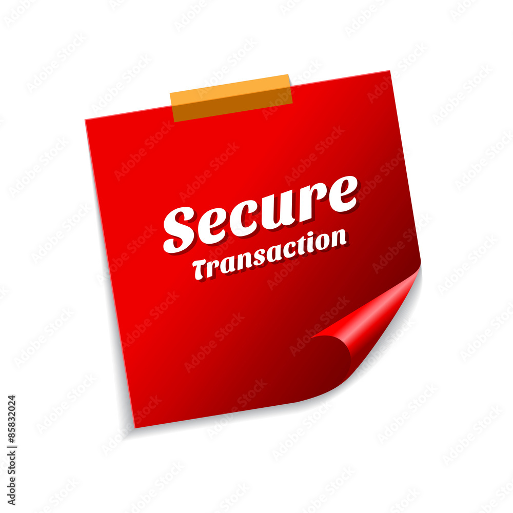 Secure Transaction Red Sticky Notes Vector Icon Design Secure Transaction Red Sticky Notes Vector Icon Design