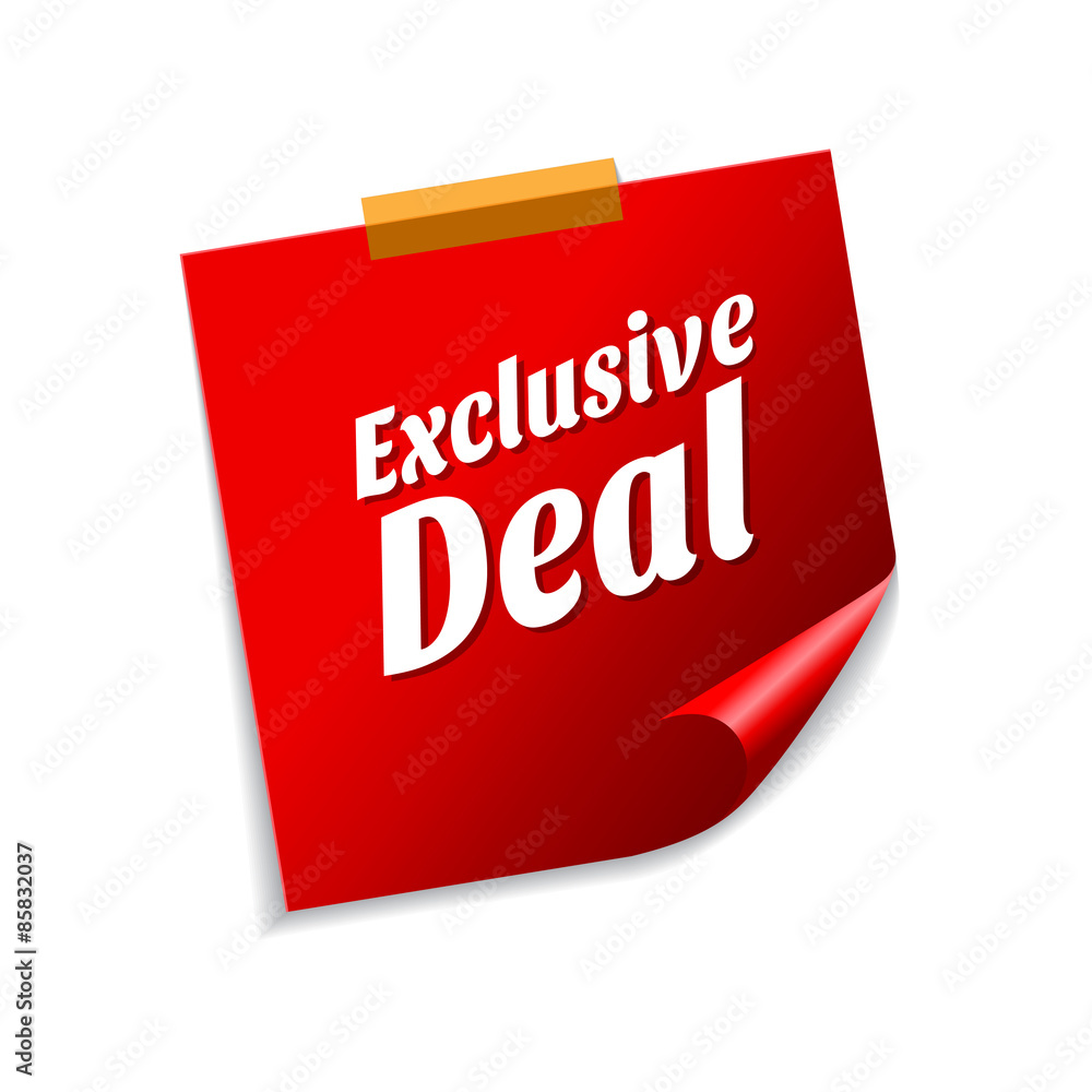 Exclusive Deal Red Sticky Notes Vector Icon Design Exclusive Deal Red Sticky Notes Vector Icon Design