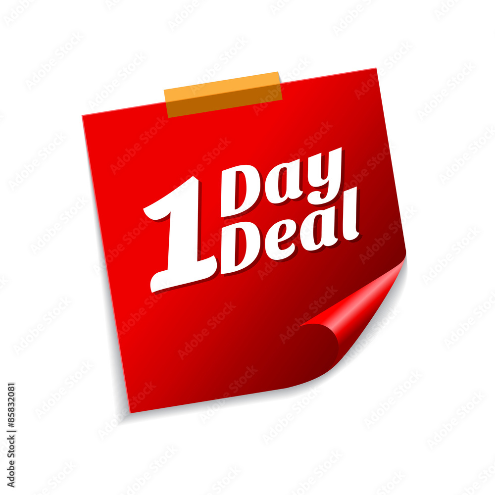 1 Day Deal Red Sticky Notes Vector Icon Design 1 Day Deal Red Sticky Notes Vector Icon Design