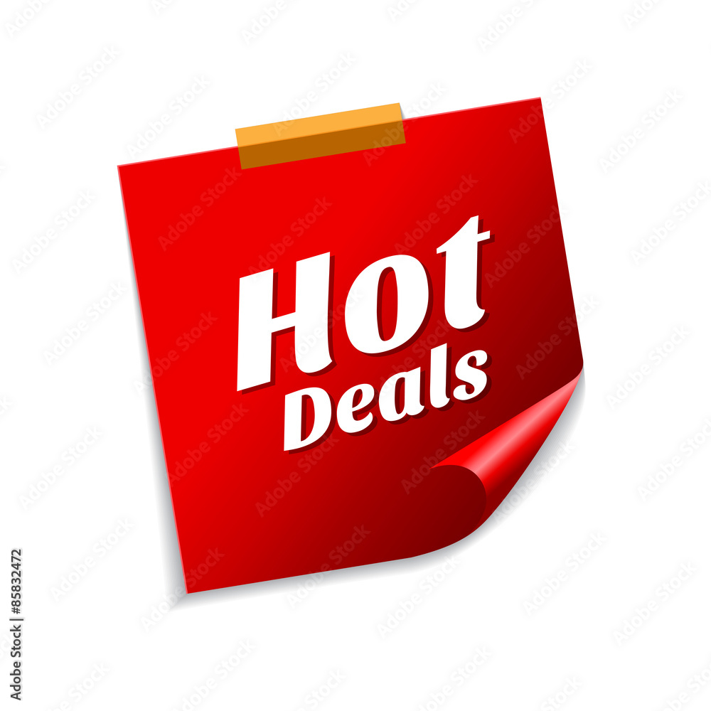 Hot Deals Red Sticky Notes Vector Icon Design Hot Deals Red Sticky Notes Vector Icon Design