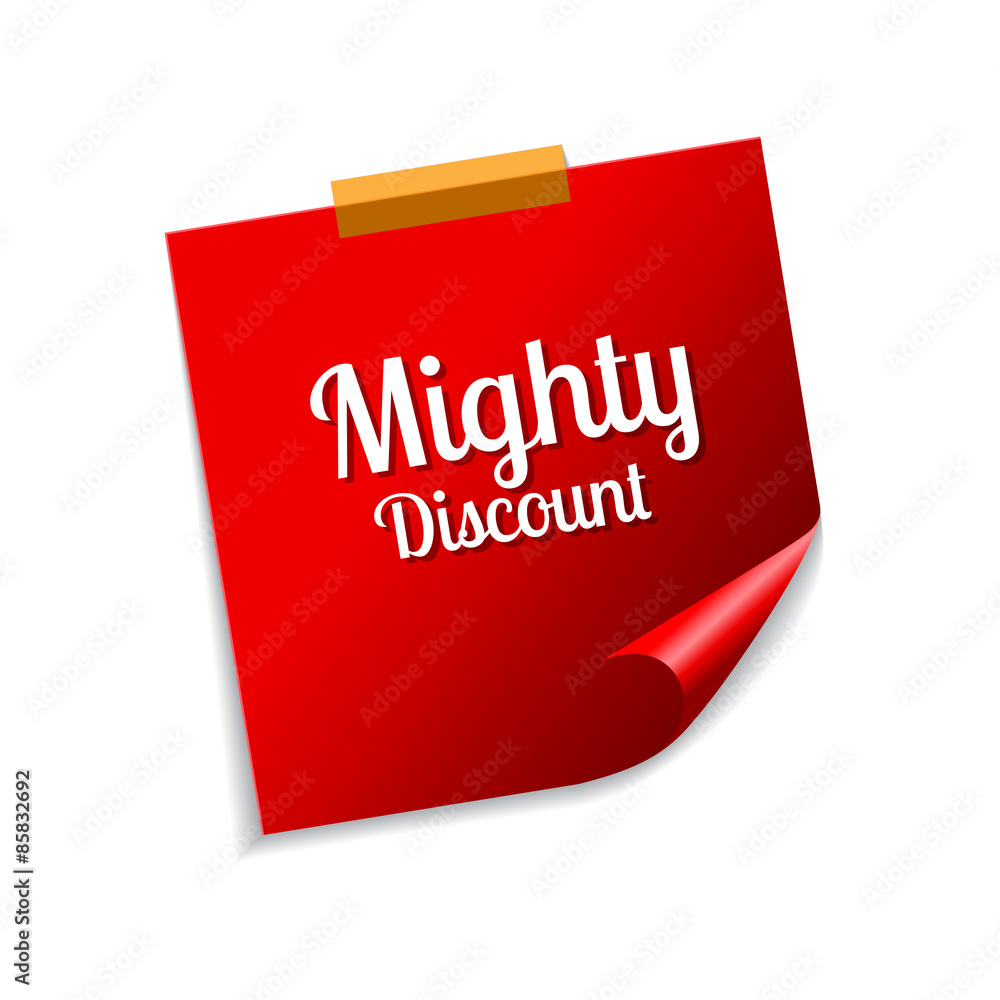 Mighty Discount Red Sticky Notes Vector Icon Design Mighty Discount Red Sticky Notes Vector Icon Design