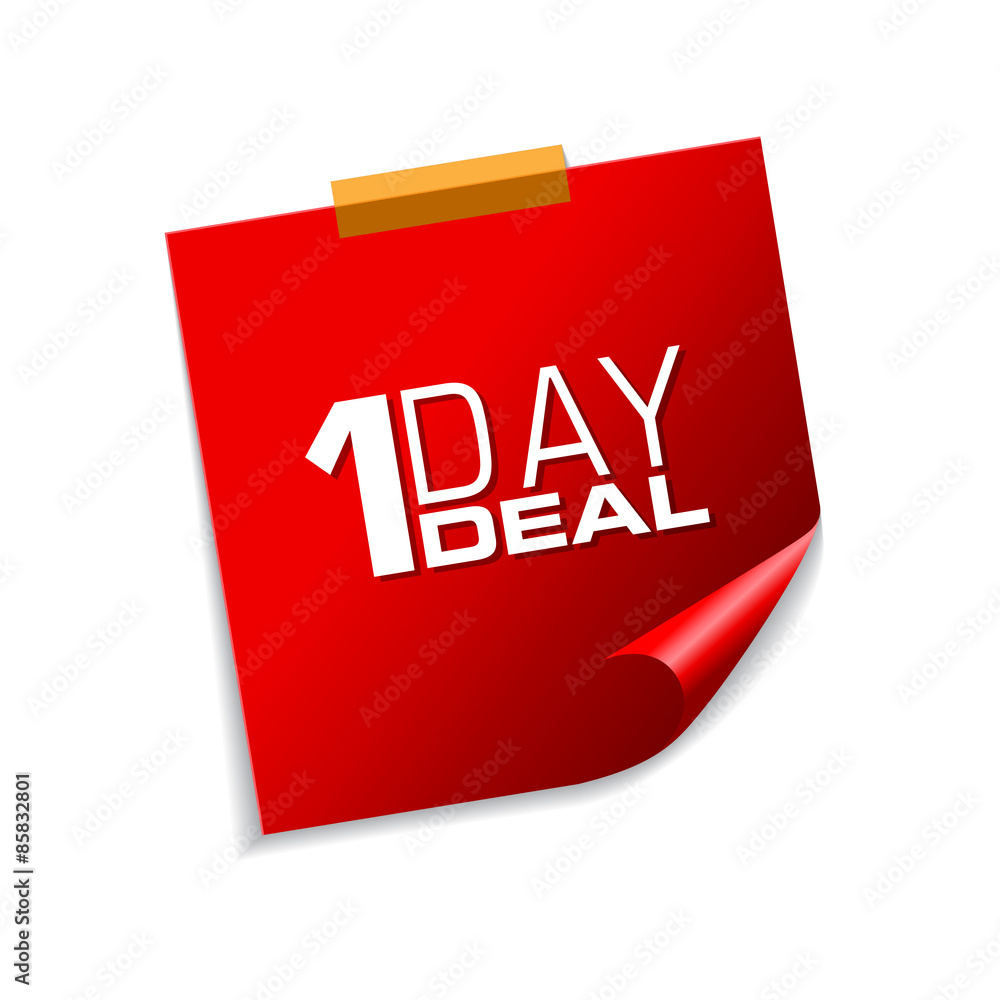 1 Day Deal Red Sticky Notes Vector Icon Design 1 Day Deal Red Sticky Notes Vector Icon Design