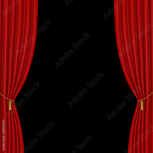 red curtains on a black background