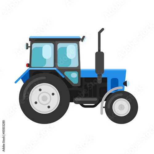 Blue tractor isolated on white