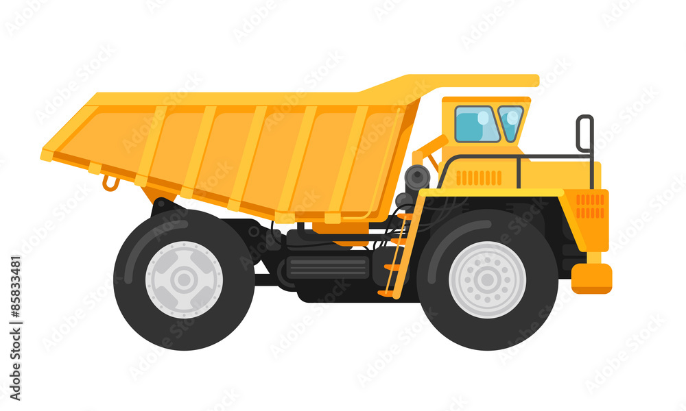 Yellow mining dump truck tipper illustration Yellow mining dump truck tipper illustration