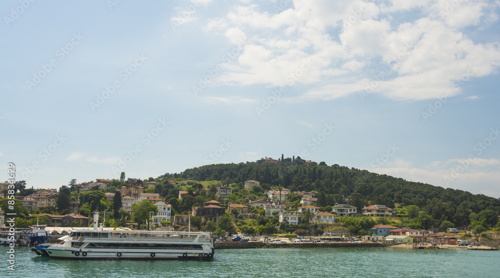 Rural coastal hillside with luxury housing Rural coastal hillside with luxury housing