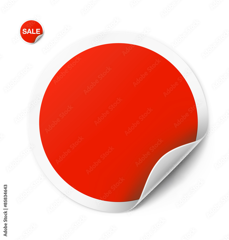 Red round sticker isolated on white background. Vector illustration