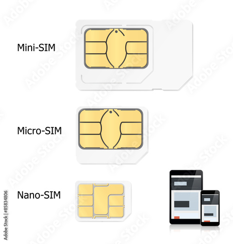 Sim cards different types. Vector illustration