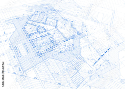 architecture blueprint - house plan / vector illustration
