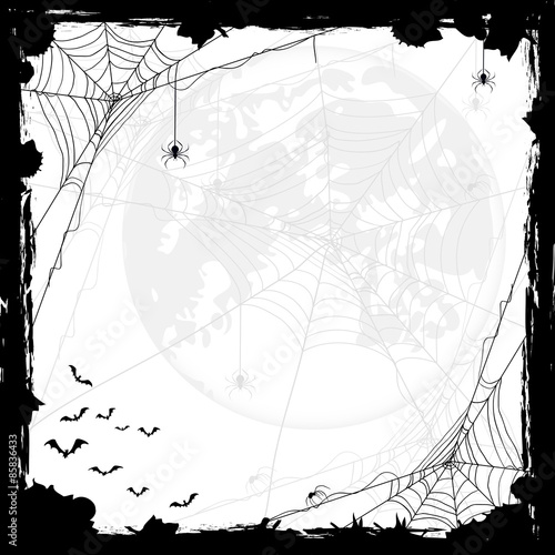 Halloween background with spiders and bats