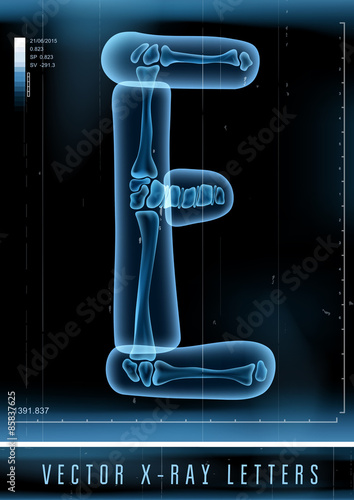 Vector blue 3D x ray style alphabet vector for unique logo or