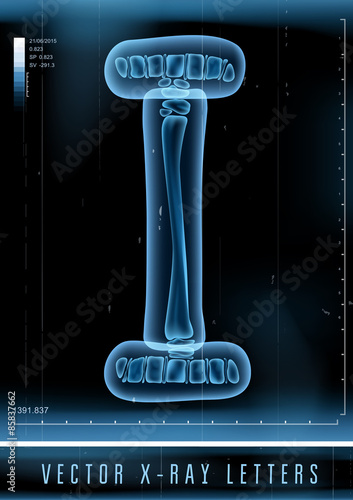 Vector blue 3D x ray style alphabet vector for unique logo or