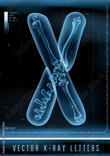 Vector blue 3D x ray style alphabet vector for unique logo or
