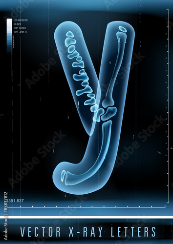 Vector blue 3D x ray style alphabet vector for unique logo or