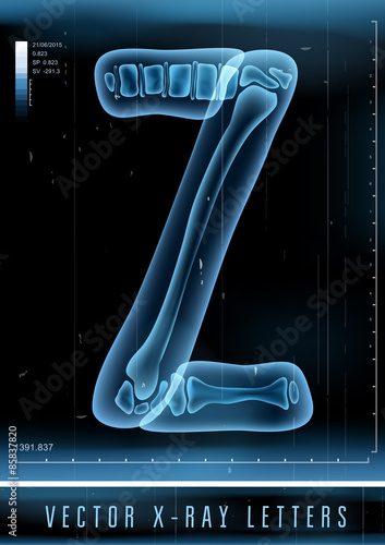 Vector blue 3D x ray style alphabet vector for unique logo or