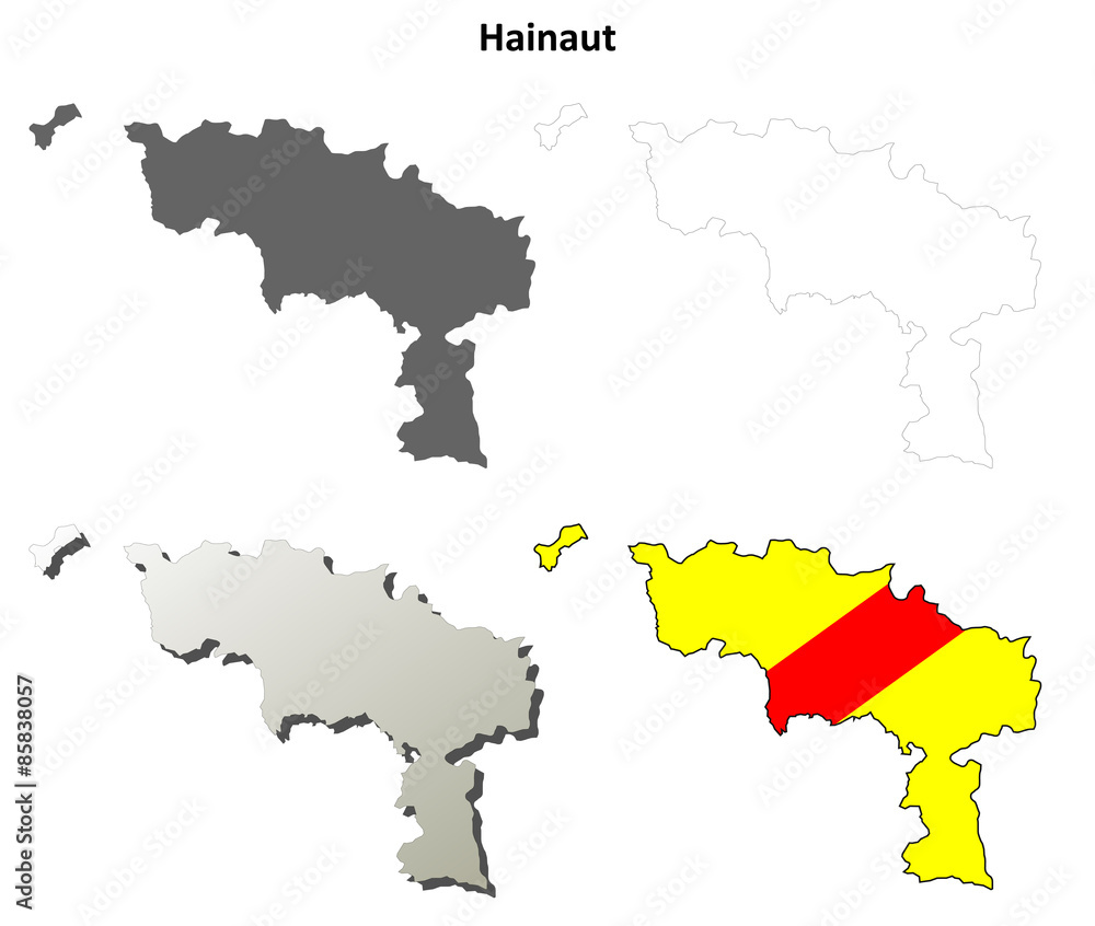 Hainaut (Wallonia) outline map set - Walloon version