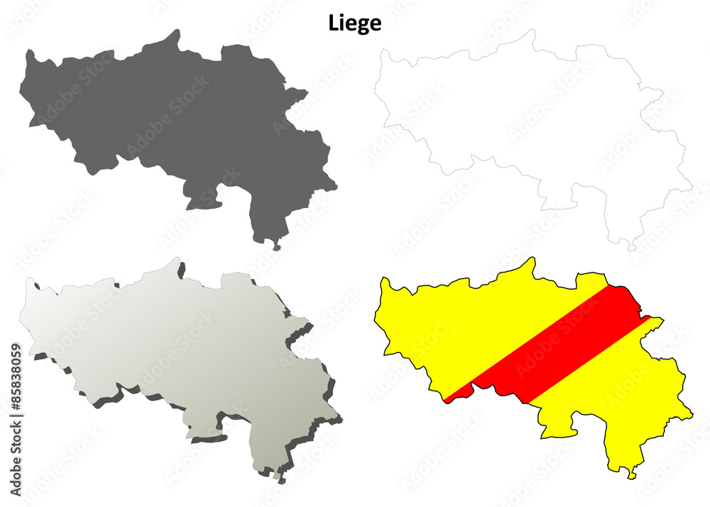 Liege (Wallonia) outline map set - Walloon version