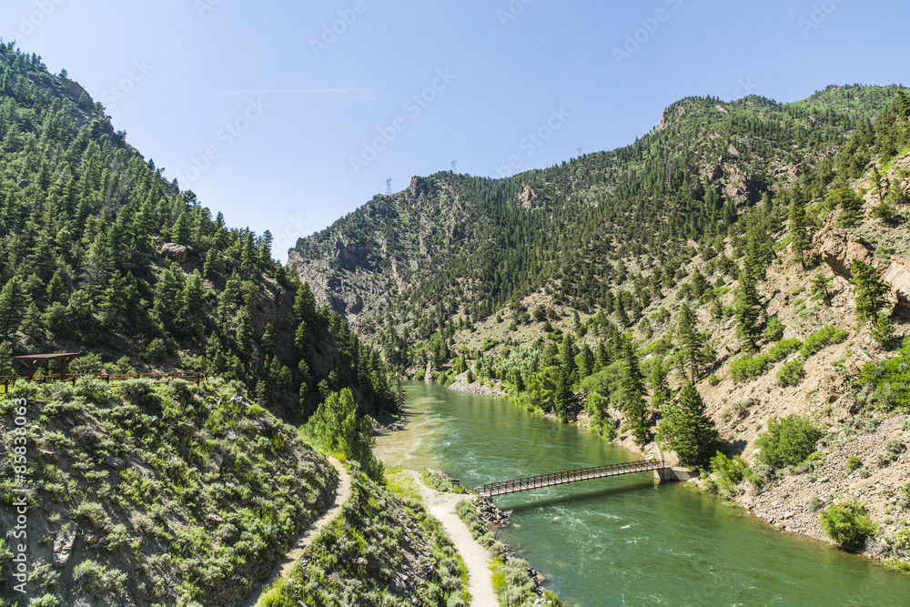Morrow Point Dam is the second of three dams making up the Wayne N. Aspinall Unit in the Gunnison River, western Colorado. The Colorado River Storage Project is managed by the Bureau of Reclamation. 