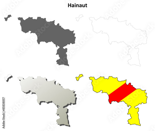 Hainaut  Wallonia  outline map set - Walloon version