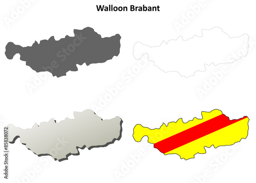 Walloon Brabant  Wallonia  outline map set - Walloon version