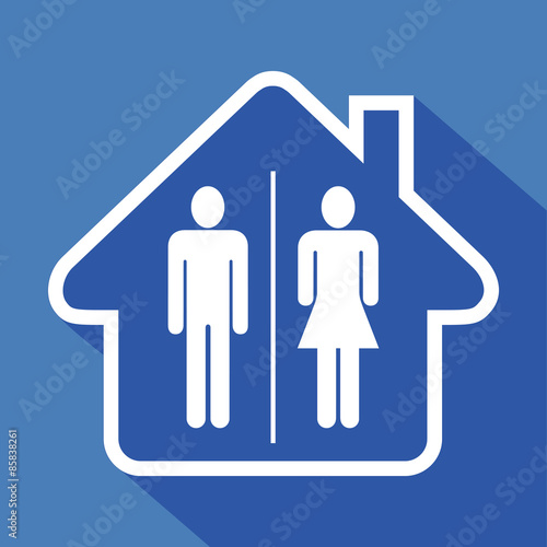Logo maison et toilettes.