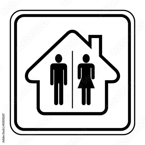 Logo maison et toilettes.