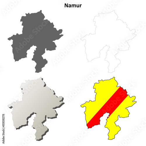 Namur (Wallonia) outline map set - Walloon version