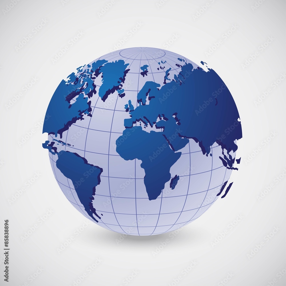 Wireframe world globe vector illustration