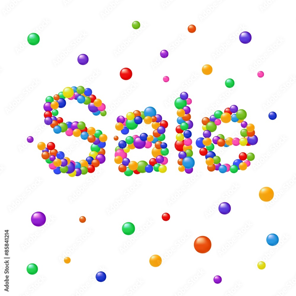 Colorful abstract bubbles forming Sale message
