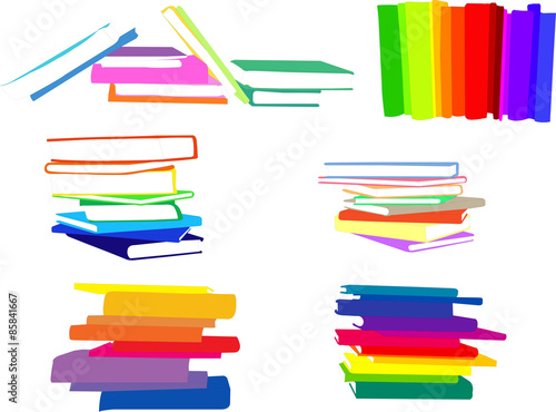 piles of books collection - vector