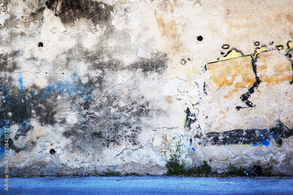 Urban Grunge - Colorful Wall Grafitti Background Texture.