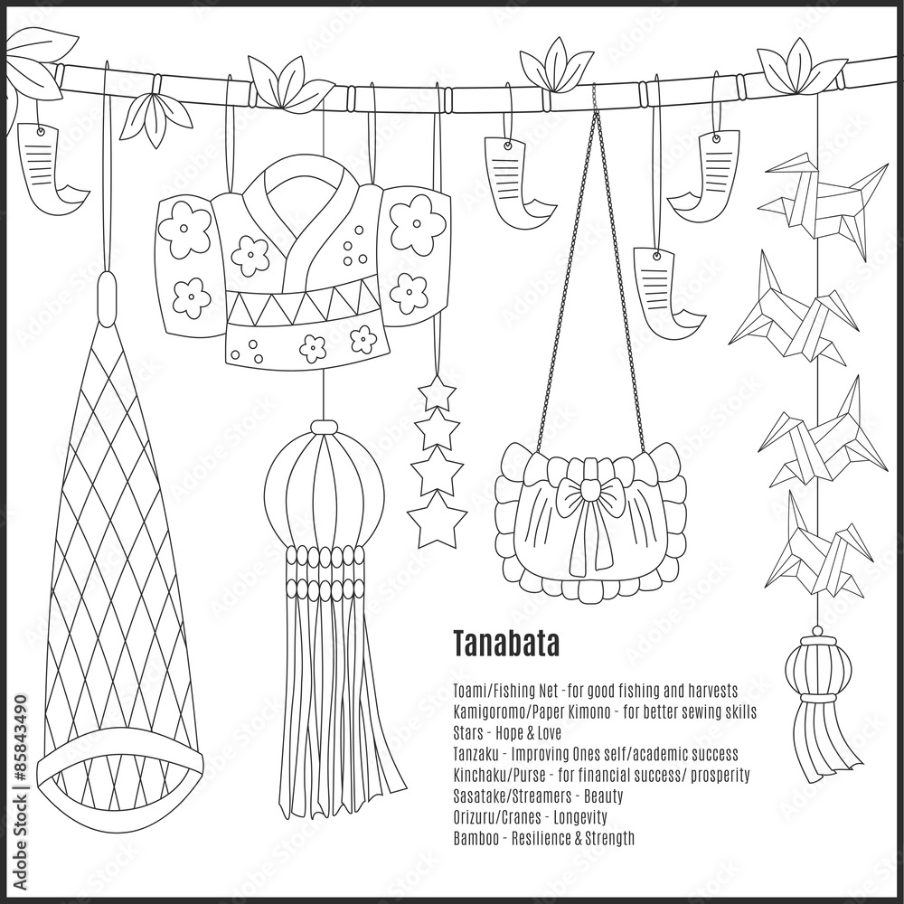 Tanabata hand-drawn symbols Tanabata hand-drawn symbols