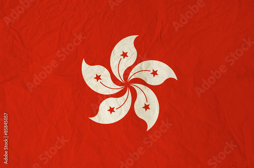 Flag of Hong Kong with vintage old paper photo