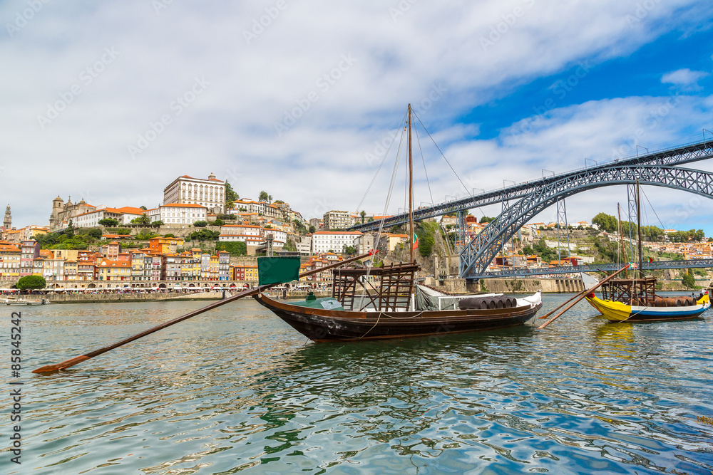 Porto and old  traditional boats
