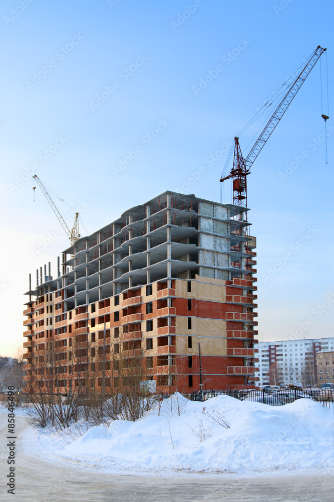 Under construction large apartment building Under construction large apartment building