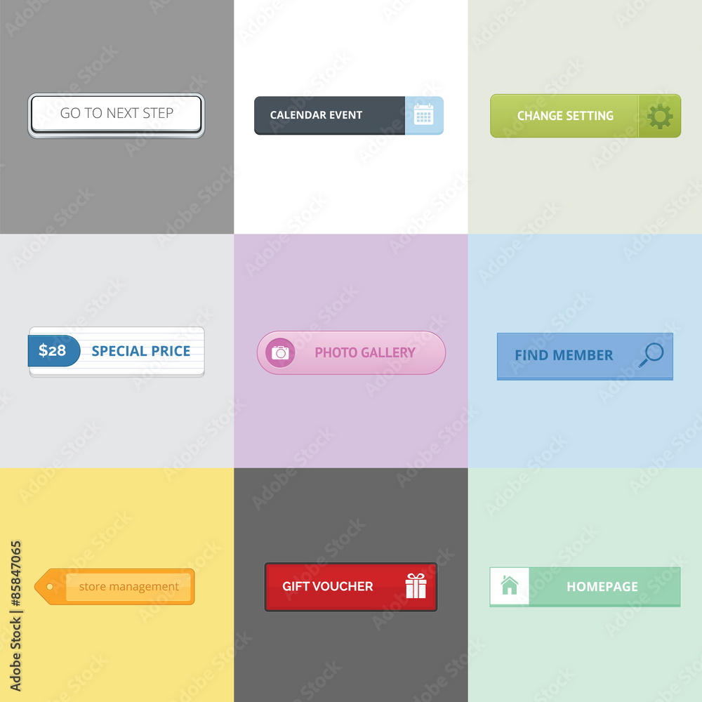 Web Button Collection with different style and variation Web Button Collection with different style and variation