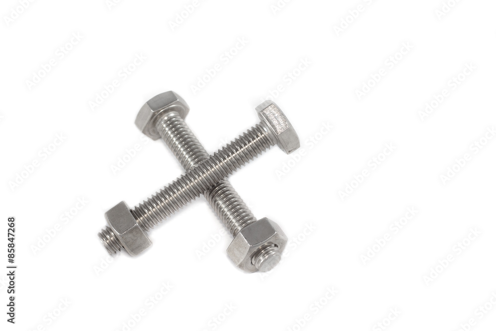 Screw and nut on white background Screw and nut on white background