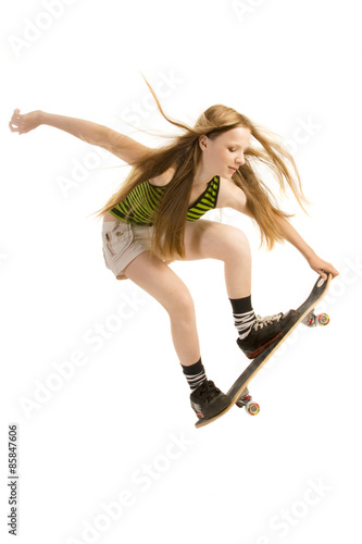 Flying girl-skateboarder
