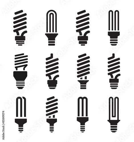 CFL lamp  set icons on white background.