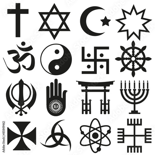 world religions symbols vector set of icons  eps10