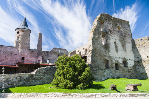 Ruins of Haapsalu Episcopal Castle and cannons in front, Estonia photo