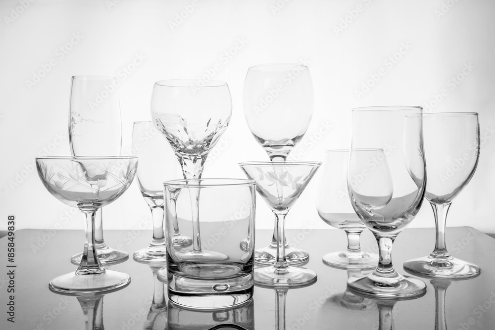 Collage of empty glasses Collage of empty glasses